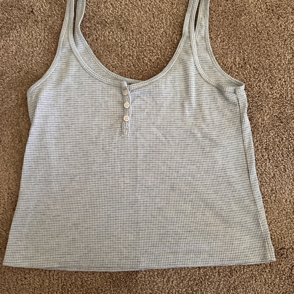 Brandy Melville white/blue striped cropped top tank top